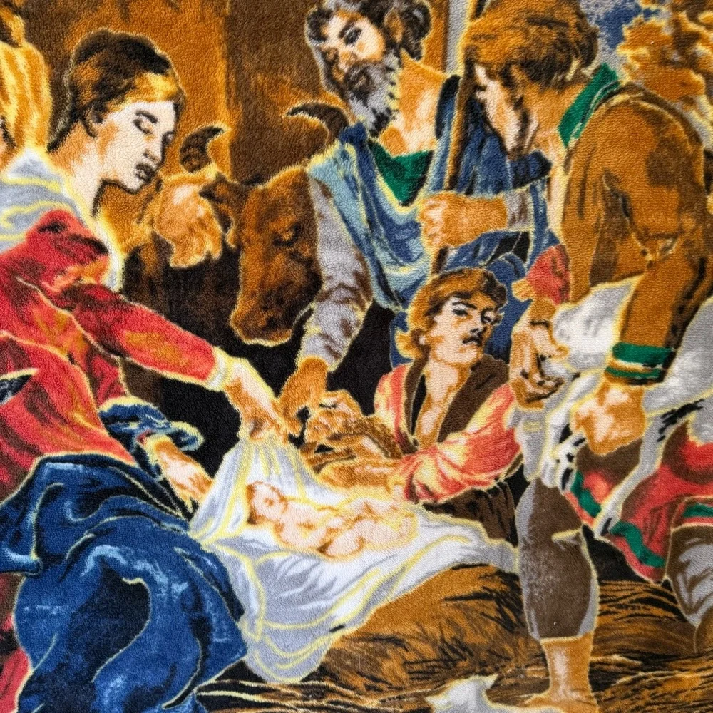 The Northwest Company Vintage Nativity Scene Plush Throw Blanket – 59” x 49”‎